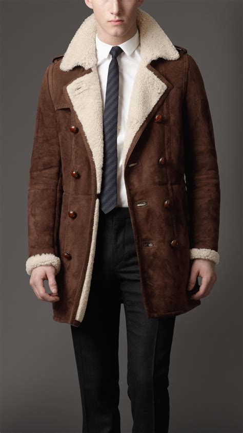 burberry sheepskin coat brown|Burberry cashmere cape coat.